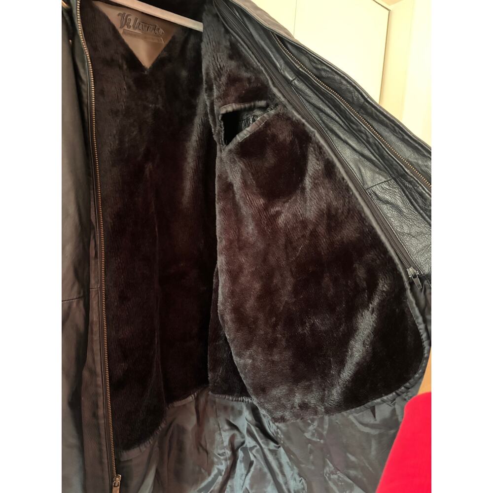 Vilanto Men's Black Leather Hooded Coat Size 3XL Zipper is not working - Picture 5 of 14